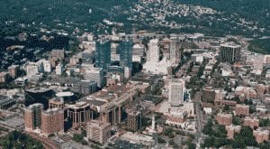 An aerial shot of Westchester, NY